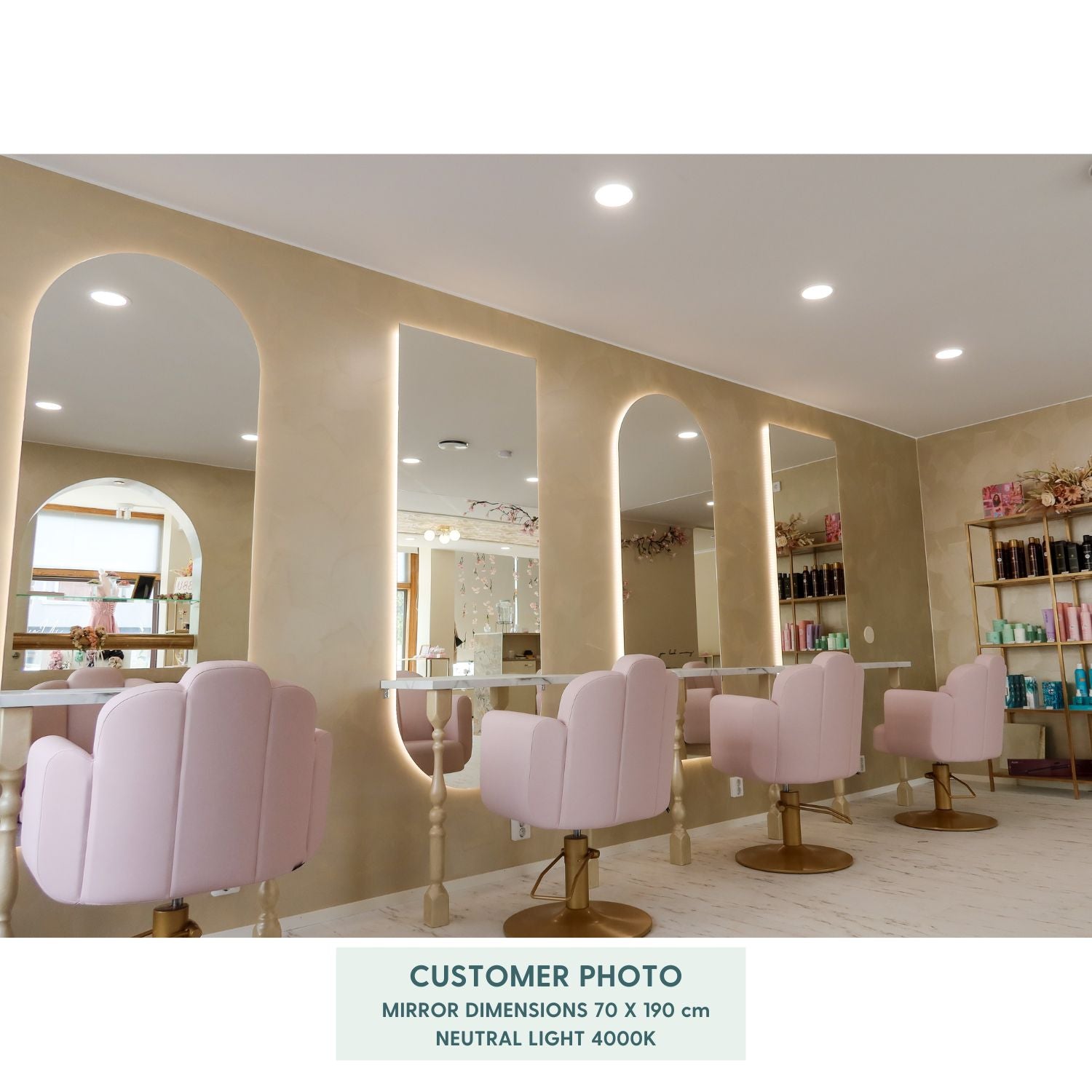 Kaari - Full-length Arch Mirror With LED-Lights (70x150cm)