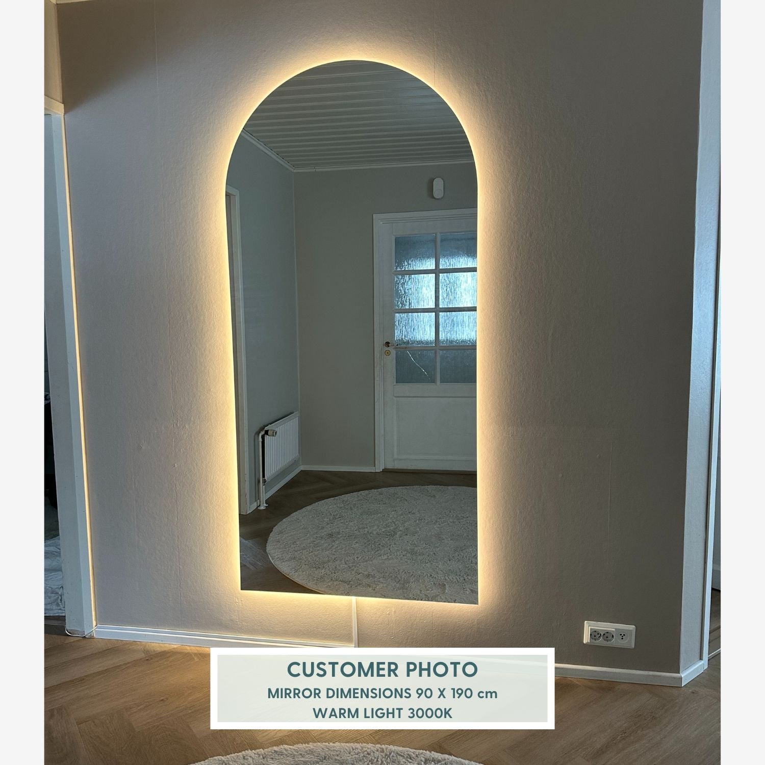 Kaari - Full-length Arch mirror with LED lights (100x170cm)