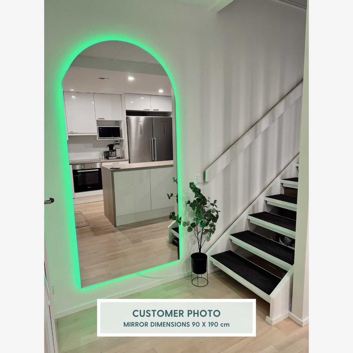 Arch Mirror with colour-changing backlighting