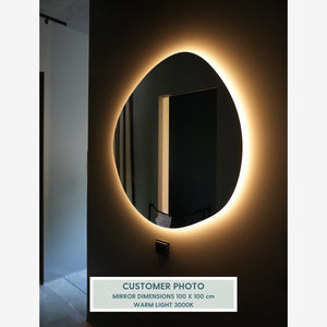 Stone - Asymmetrical Bathroom Mirror With Lights (100x100cm)