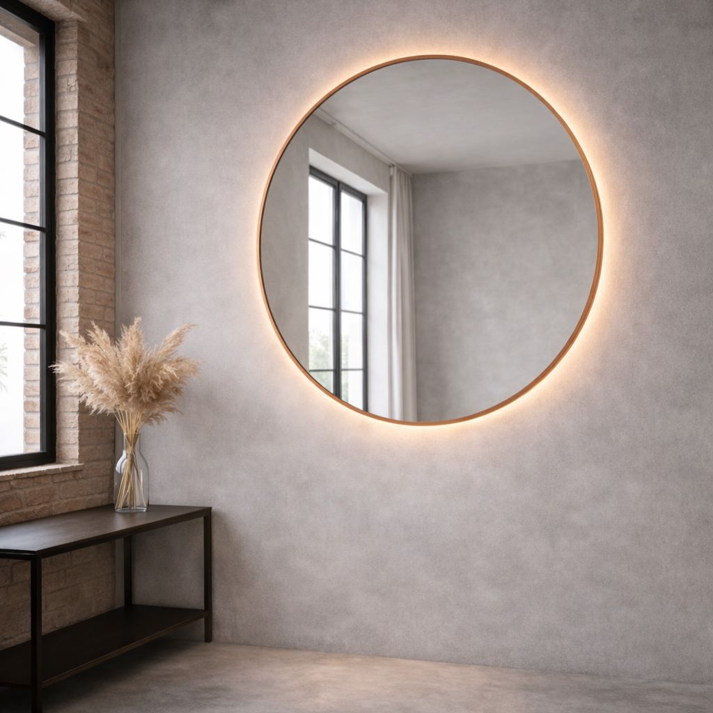 Lato Round wall mirror with frame and LED lights
