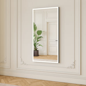 Svart Full Lux-spegel med Belysning (140x70cm)