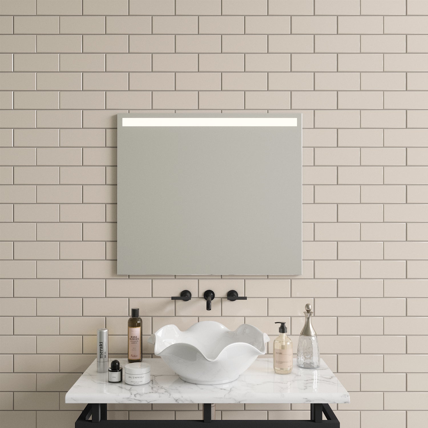 S Mirror With LED Lights (80x60 cm)
