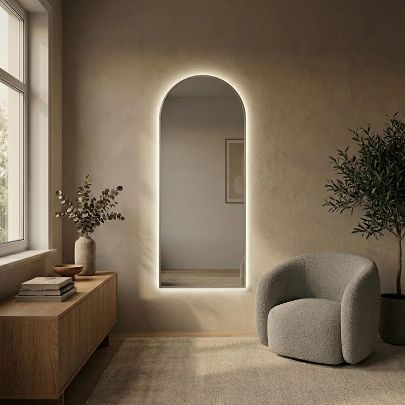 Barn Kaari - Arch mirror with frame and LED lights