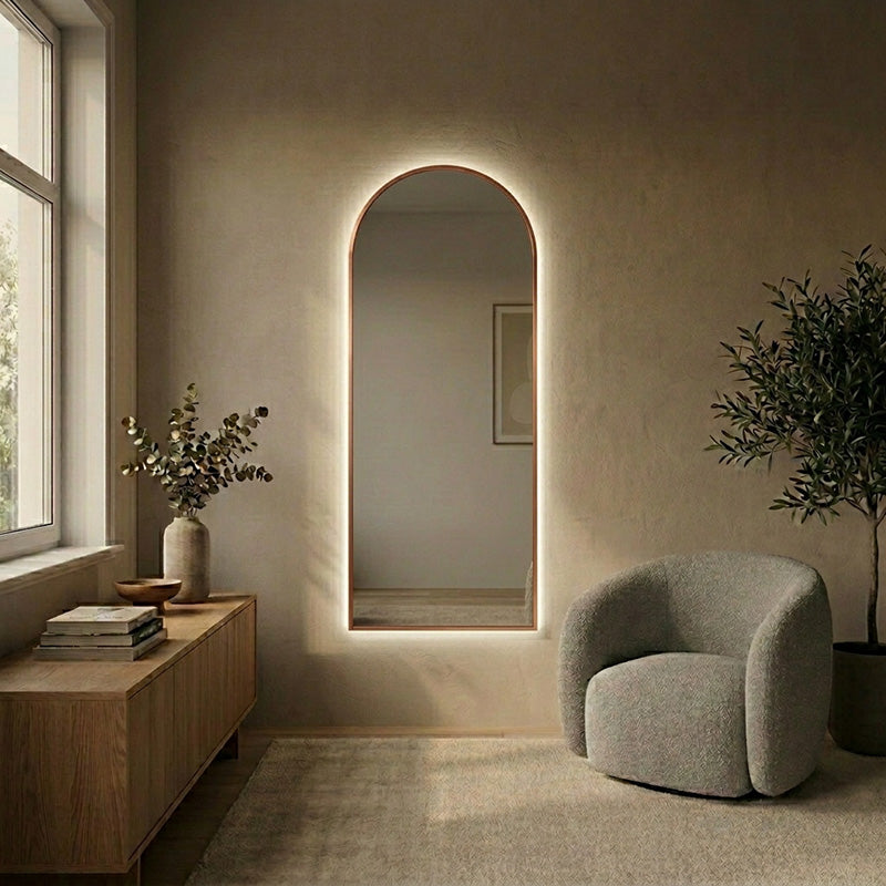 Barn Kaari - Arch mirror with frame and LED lights