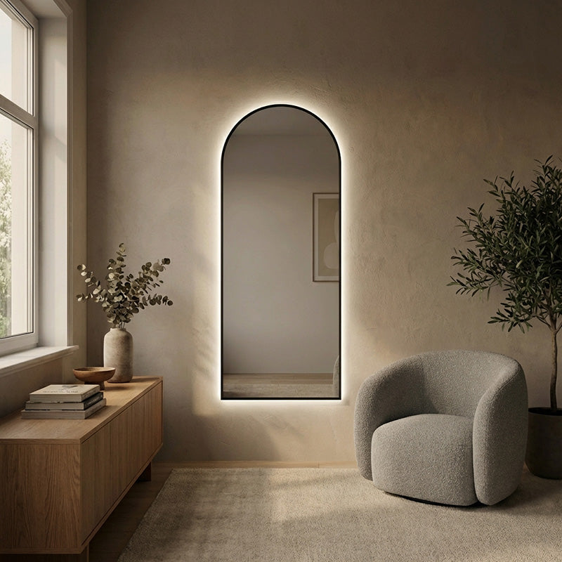 Barn Kaari - Arch mirror with frame and LED lights