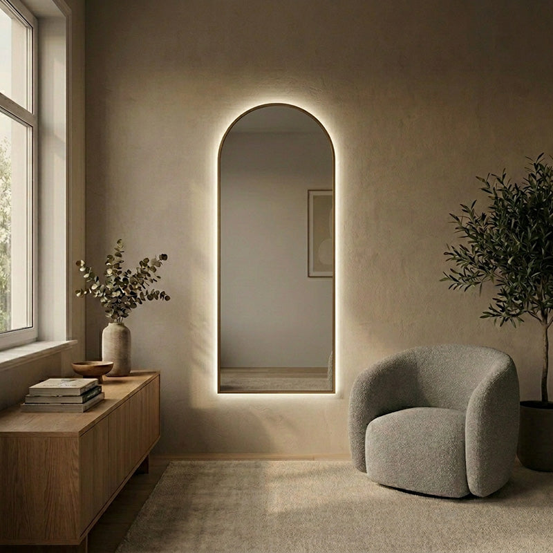 Barn Kaari - Arch mirror with frame and LED lights