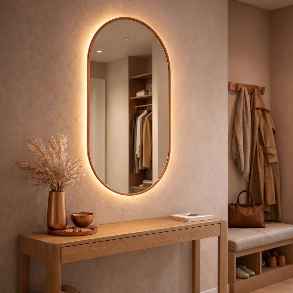 Lato Stream wall mirror with frame and LED lights
