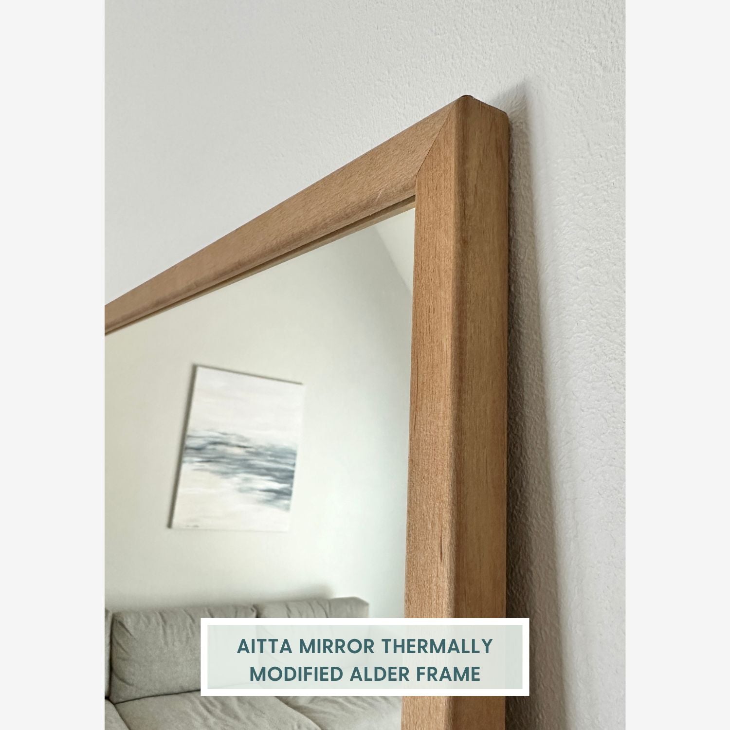 Slimline Mirror With Thermo-Treated Alder Frame (40x40 cm)