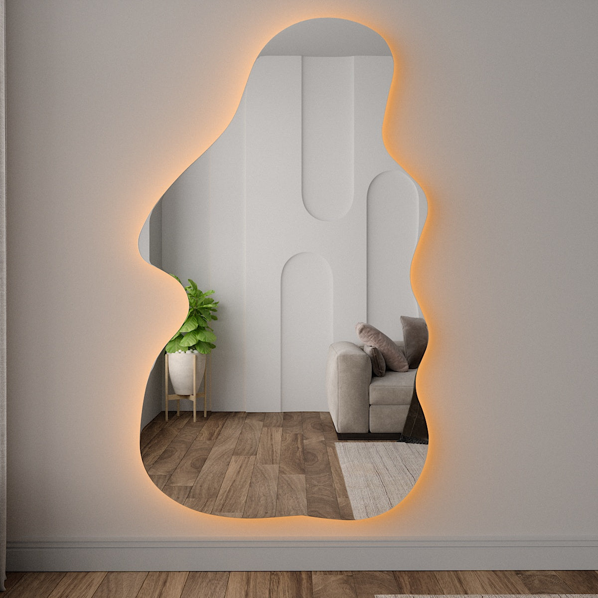 Lighthouse Mirror with colour-changing backlighting