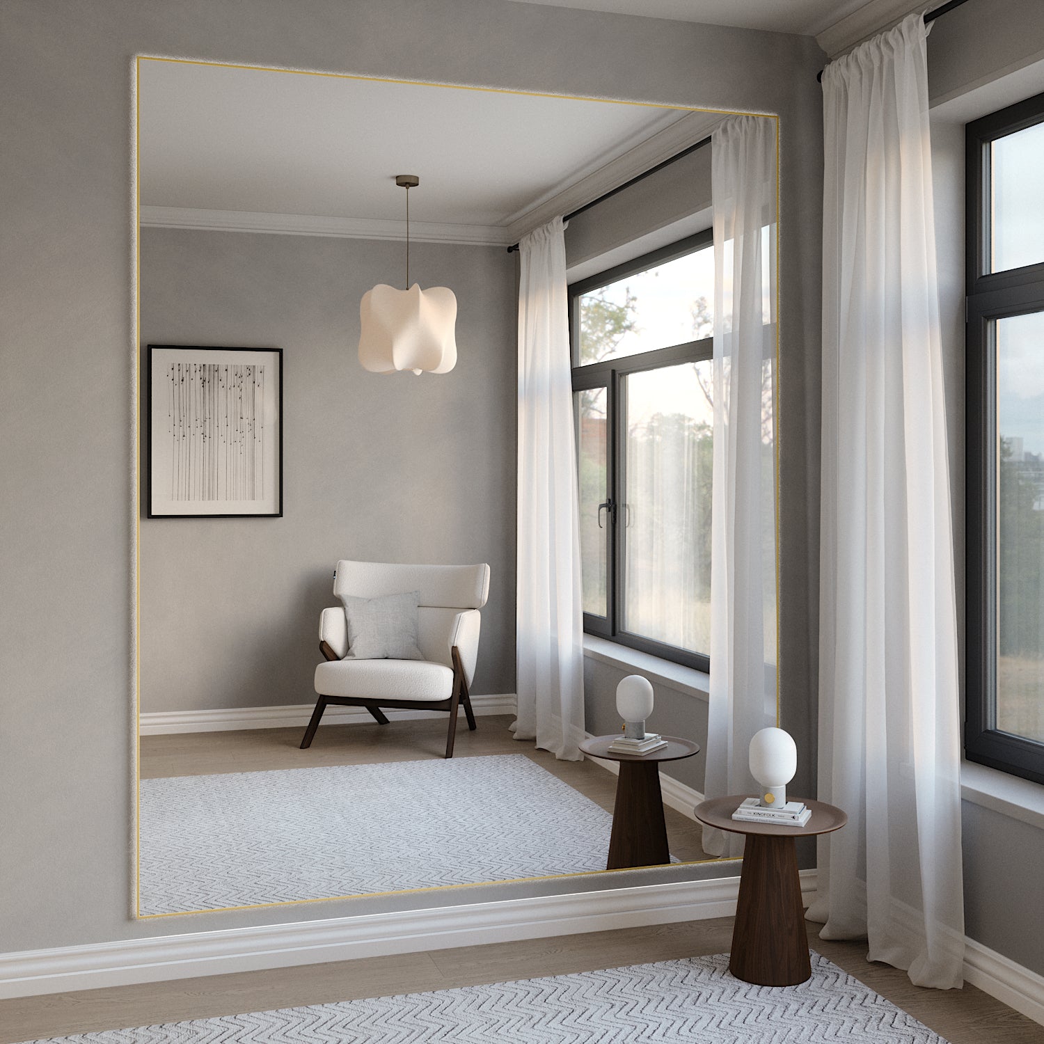 Giant Slimline LED mirror With Gold Frame (200x215cm)