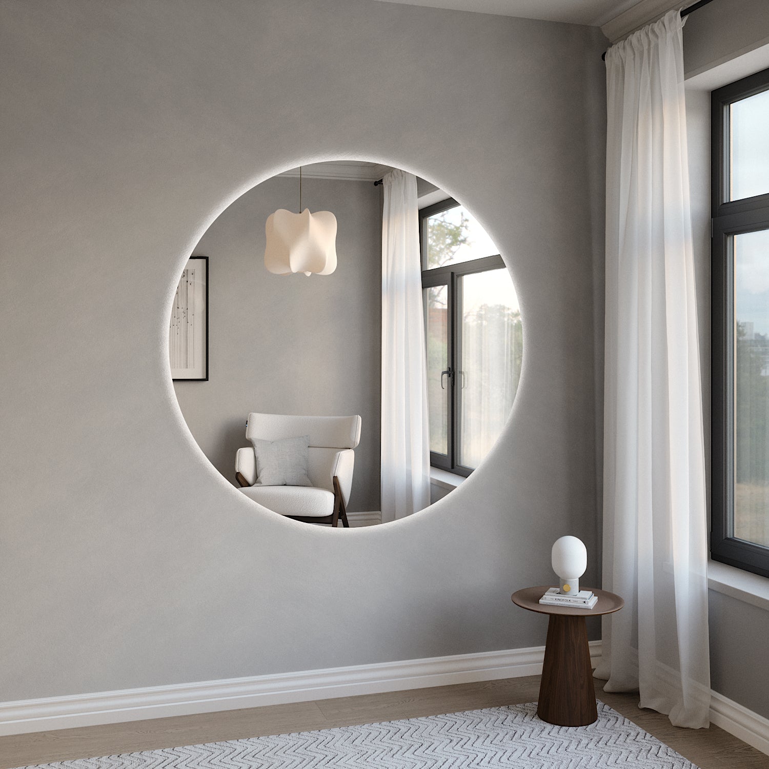 Extra-Large Round Mirror With LED-Lights (150cm)