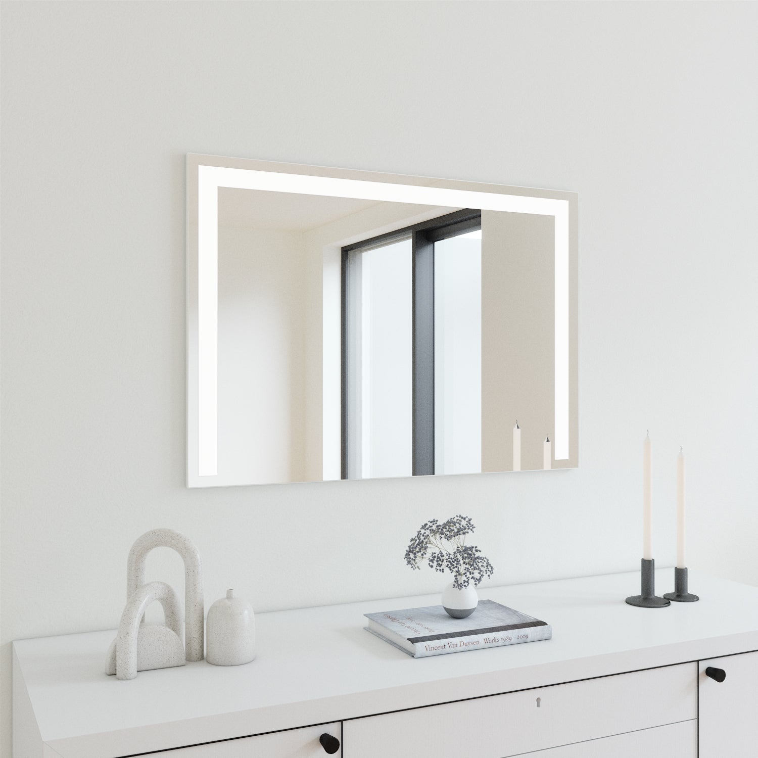 L Mirror With LED Lights (100x70 cm)