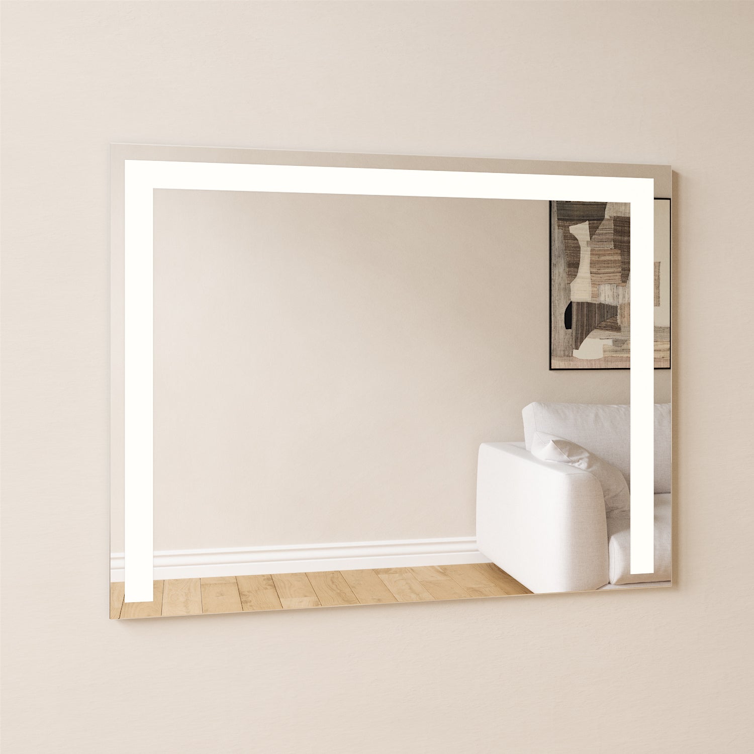 L Mirror With LED Lights (90x70 cm)