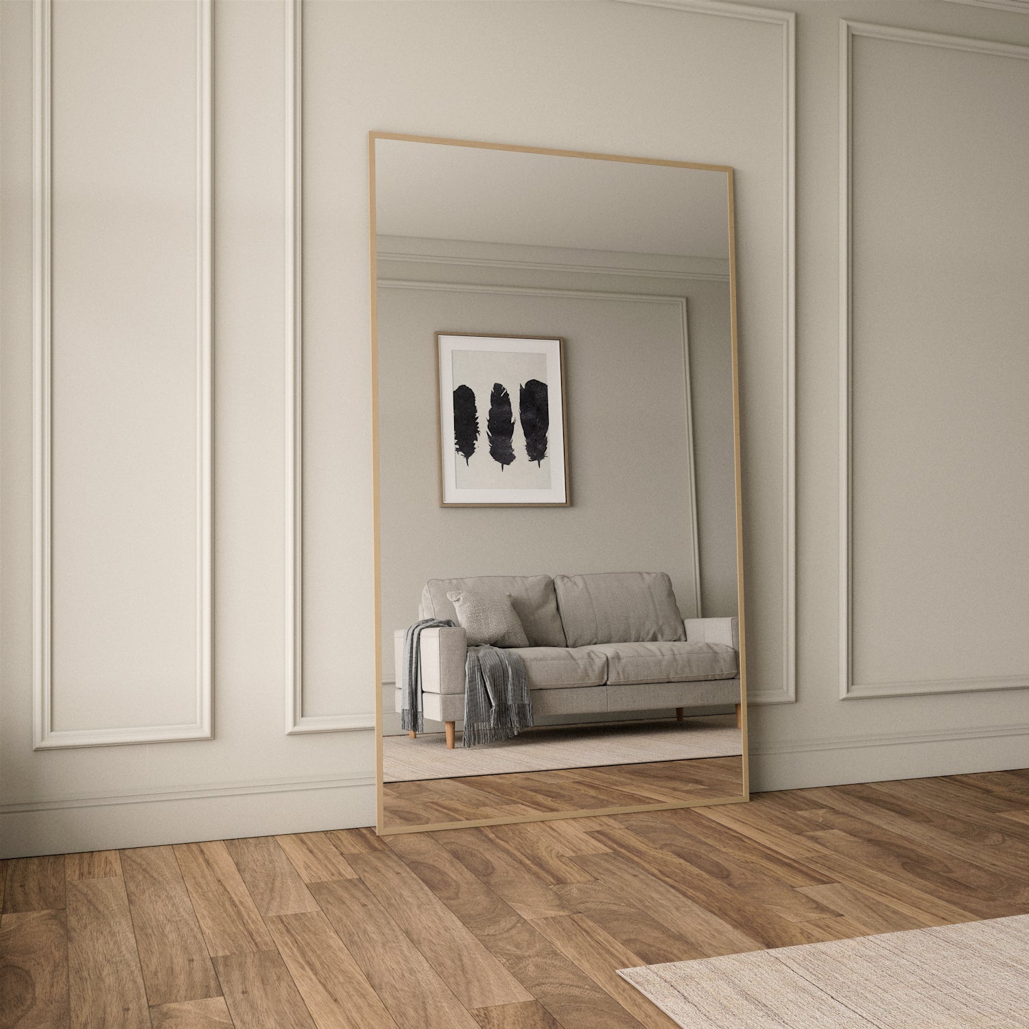Slimline - Extra Large Full Length Mirror With Birch Frame (130x220cm)