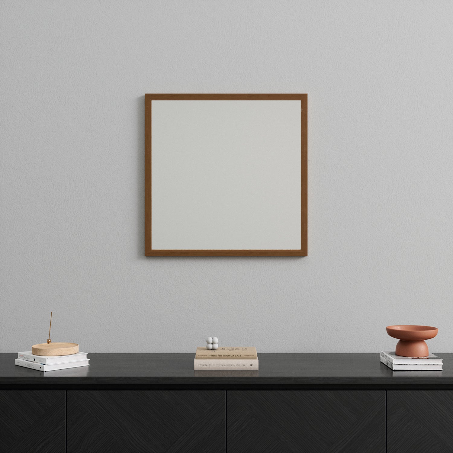 Slimline - Small Wall Mirror with Thermally Modified Alder Frame (50x50cm)