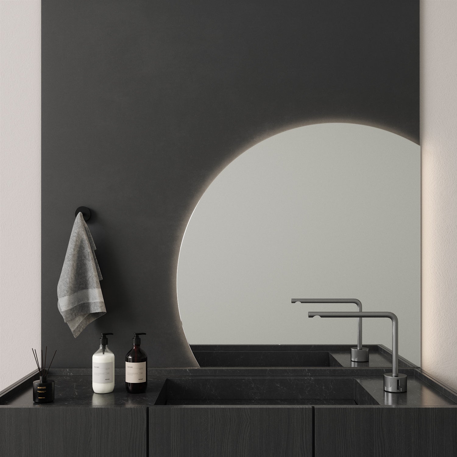 Edge Mirror With LED Lights (80x80 cm)