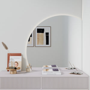 Halbrunder Badezimmerspiegel Mit LED (90x90cm)