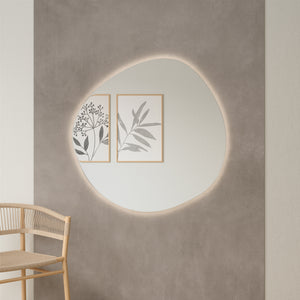 Stone - Asymmetrical Bathroom Mirror With Lights (100x100cm)