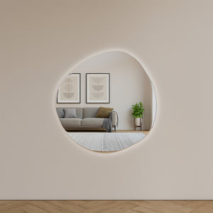 Stone - Asymmetrical Bathroom Mirror With Lights (80x80cm)