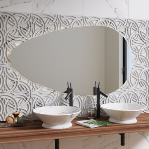 Drop - Asymmetrical Bathroom Mirror With Lights (85x150cm)