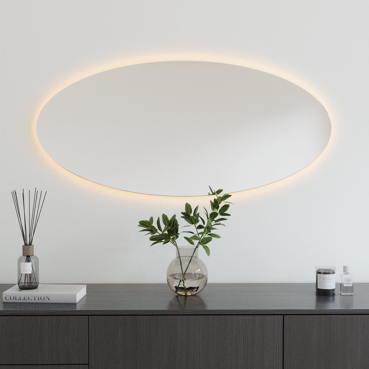 Oval Mirror With Lights (60x130cm)