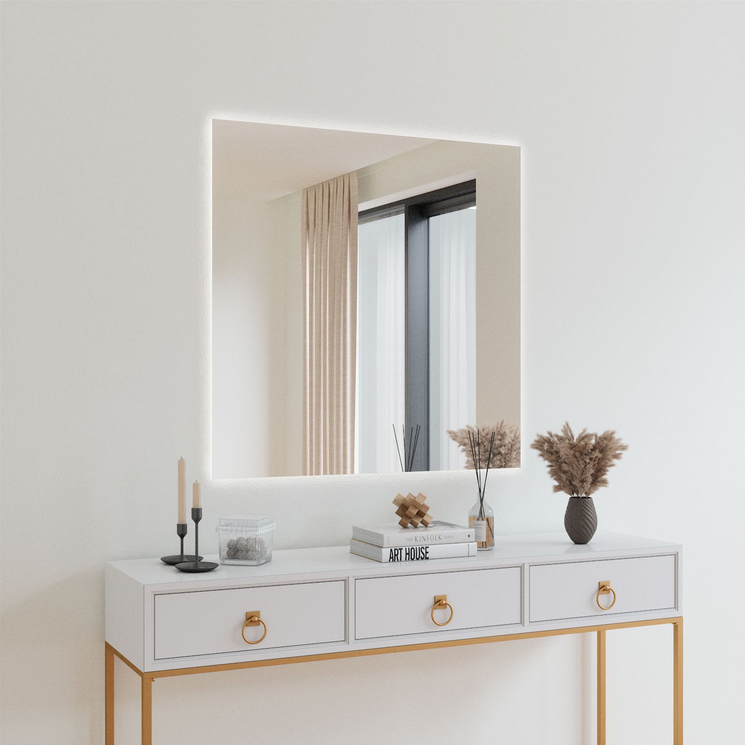 Rectangular Mirror With Lights (100x100cm)
