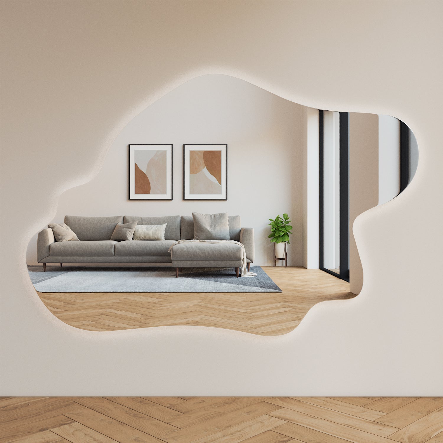 Island - Frameless Mirror With Backlight (165x110cm)