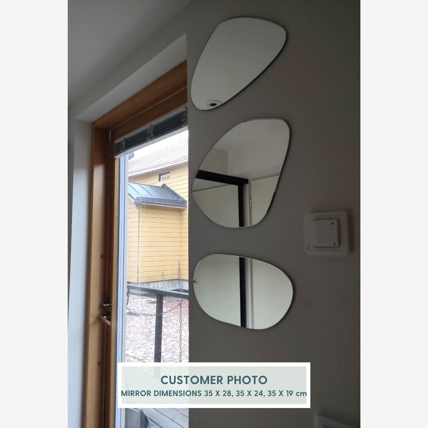 Cobblestone - 3-Piece Wall Mirror with hook attachment (35x28cm, 35x24cm, 35x19cm)