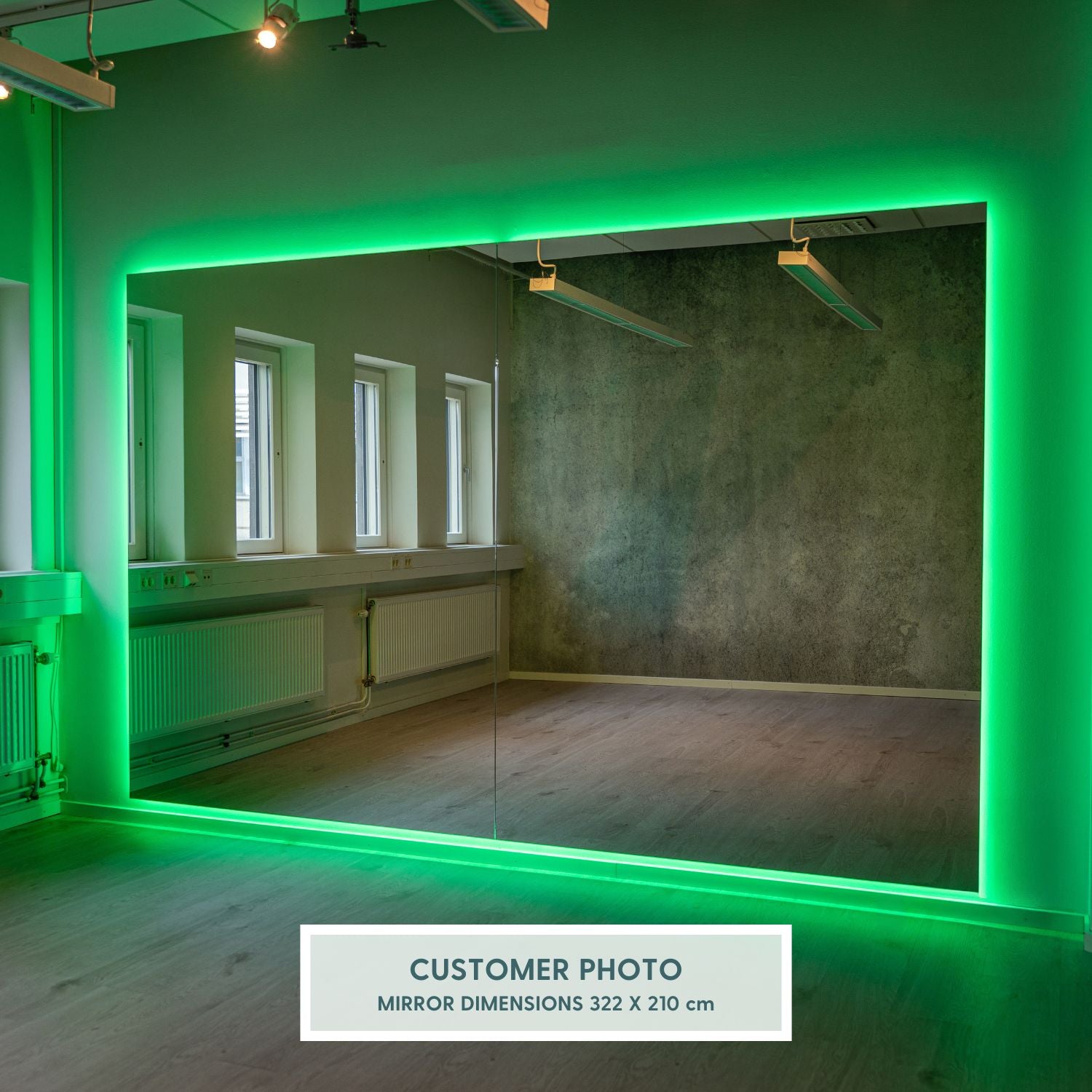 Rectangular Mirror with colour-changing backlighting