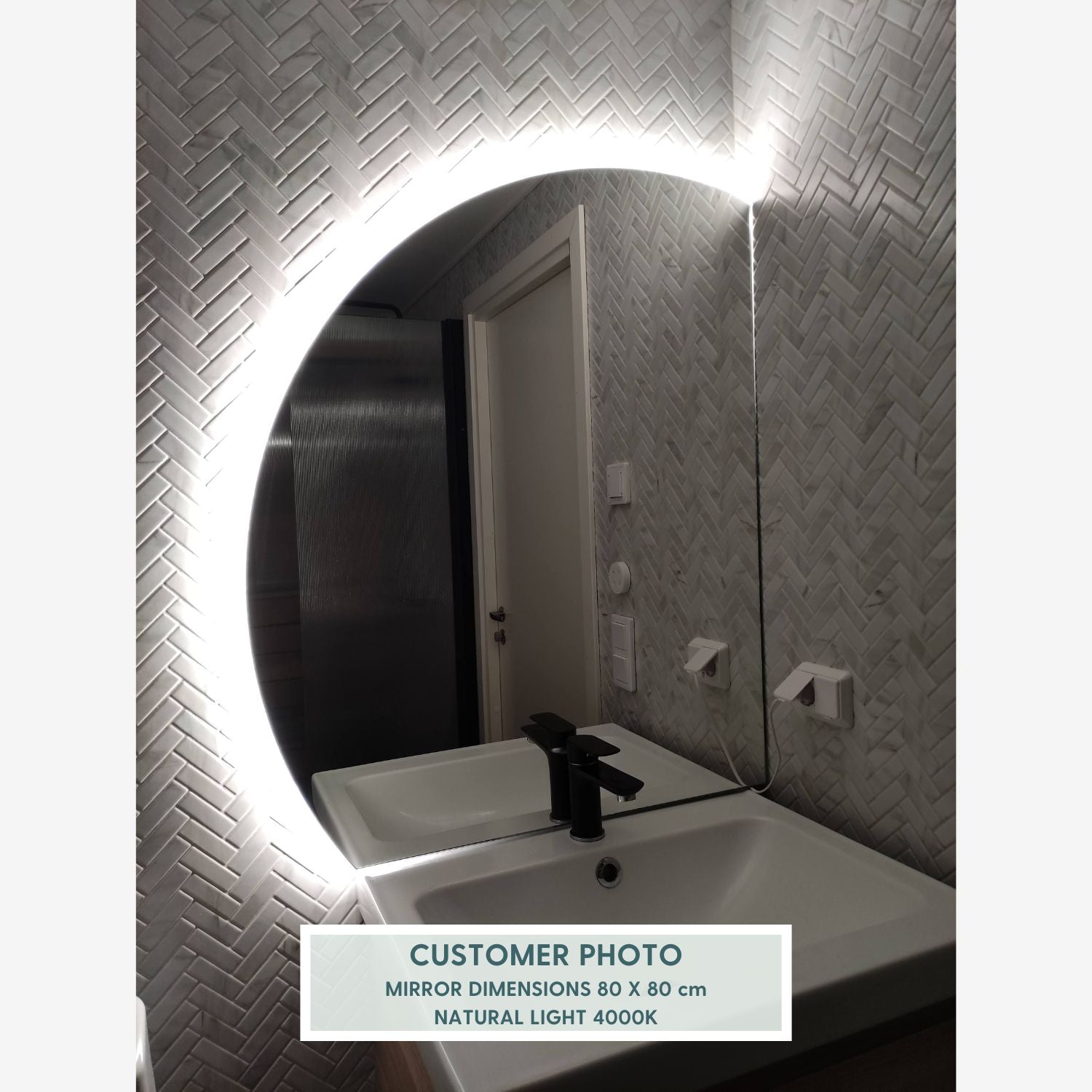 Edge Mirror With LED Lights (80x80 cm)