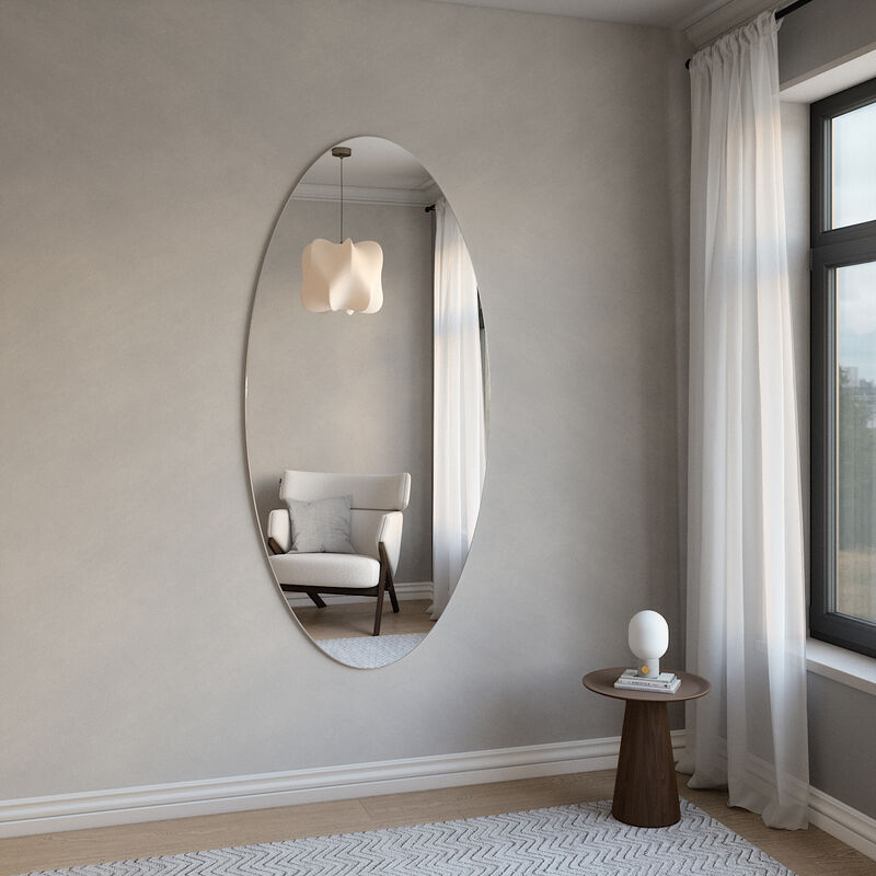 Großer ovaler Ganzkörperspiegel ohne Rahmen 90x190 cm– Lasitehdas.com