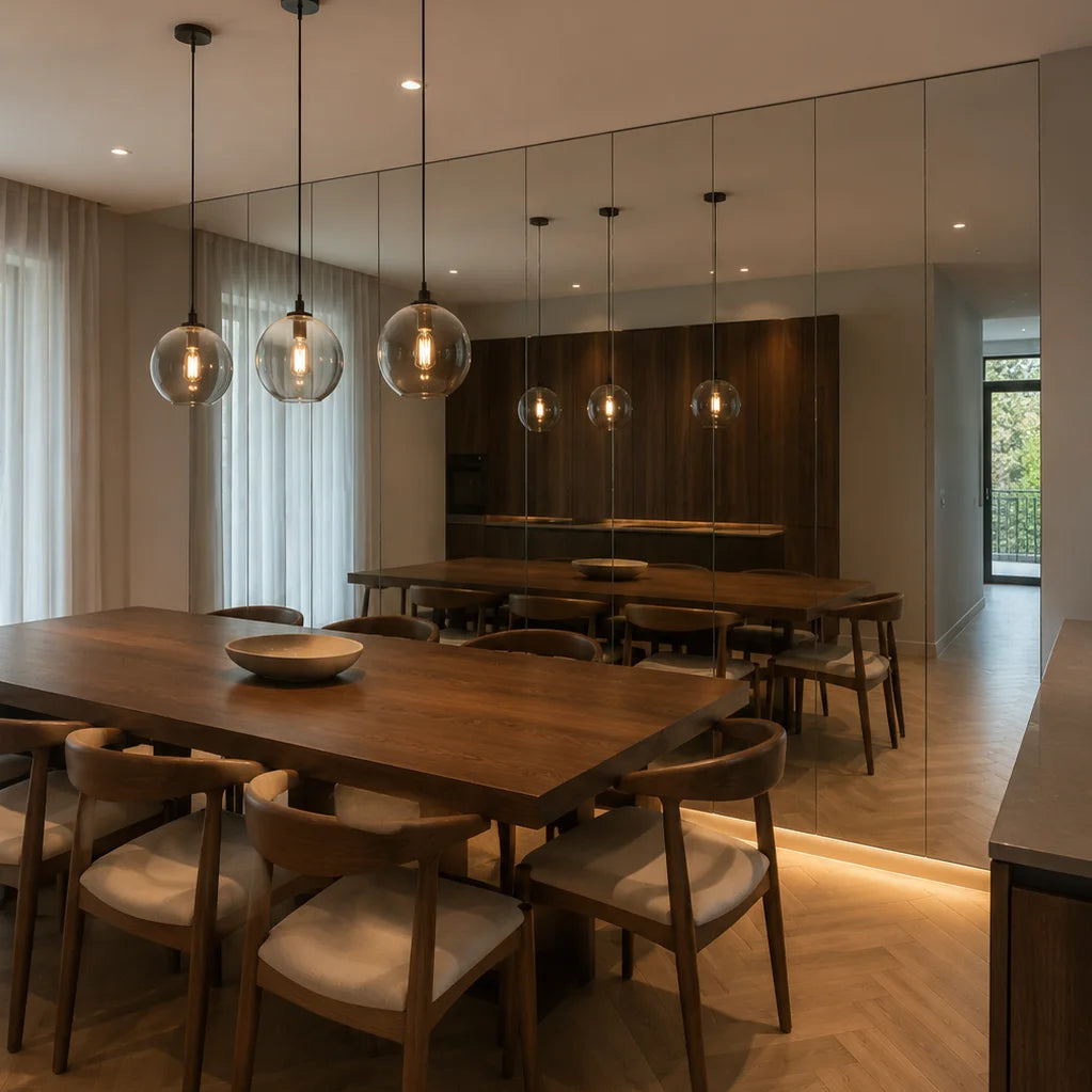 Mirror wall from elements