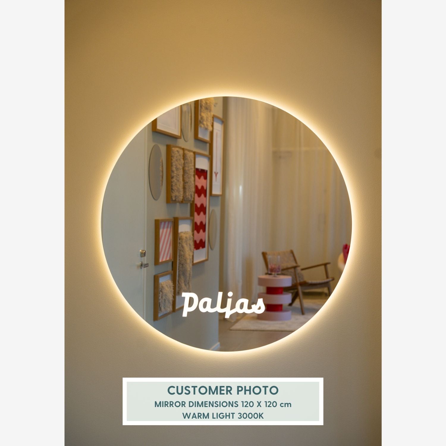 Extra Stor Rund Spegel med LED-belysning (150 cm)