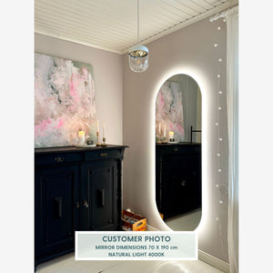 Rounded Rectangle Mirror With Lights (50x110cm)