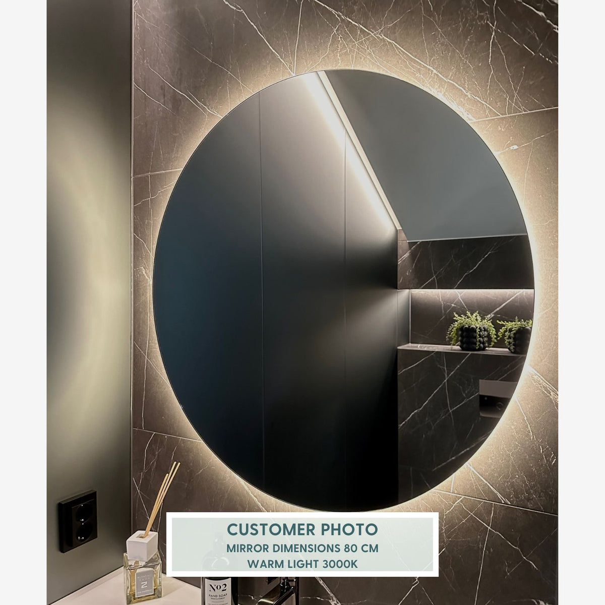 Round Mirror With LED-Lights (100cm)