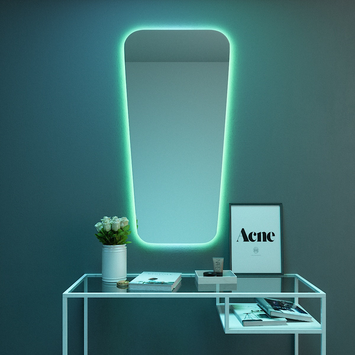 Retro Style Mirror with colour-changing backlighting