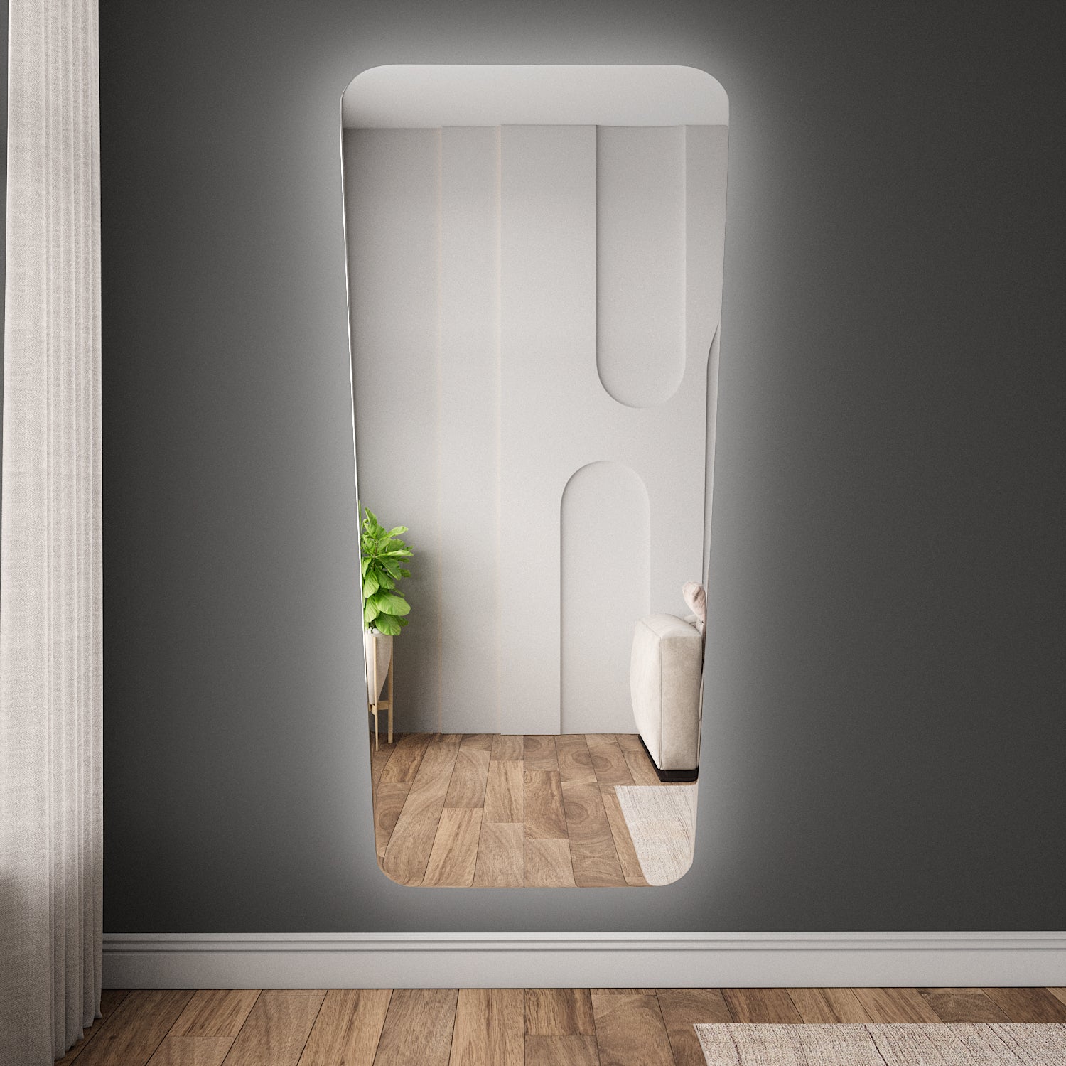 Retro Style Full Length Mirror With LED lights (98x183 cm)