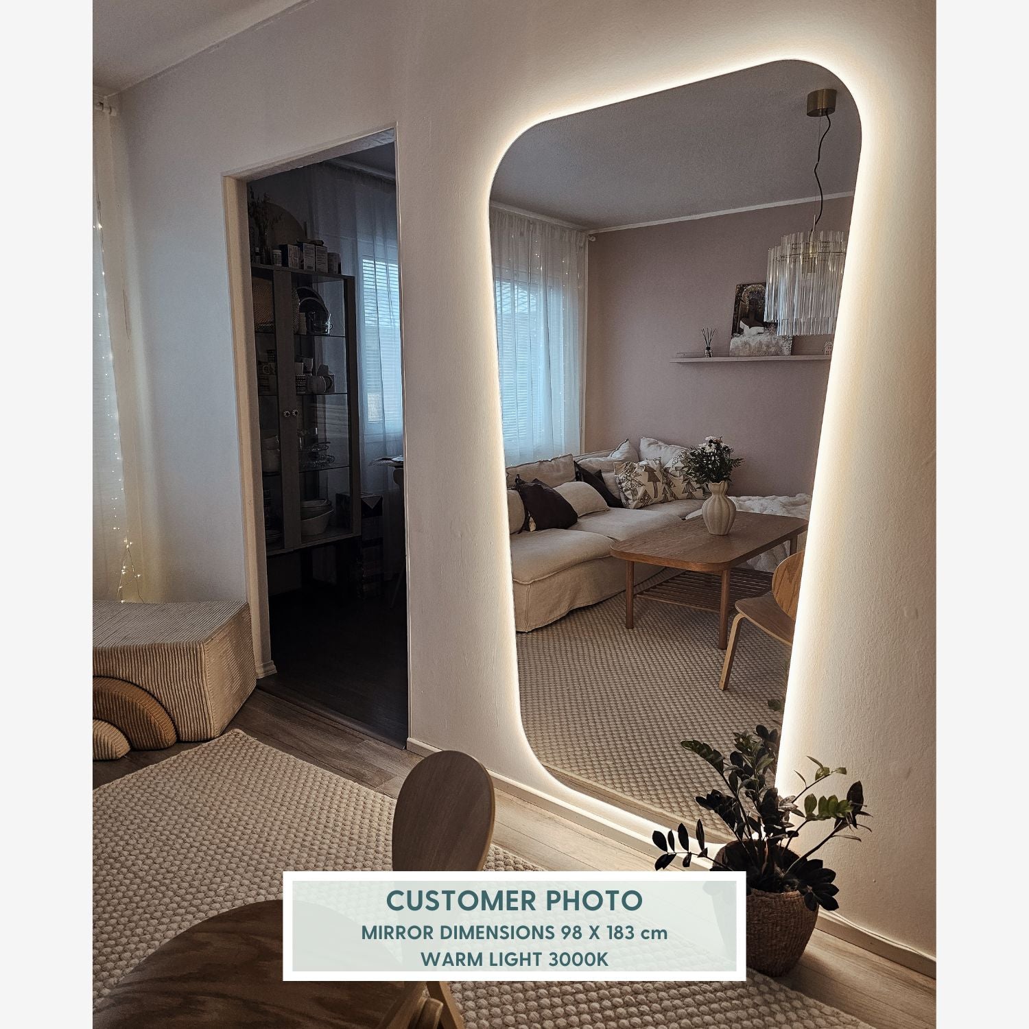 Retrospegel med Belysning (80x120cm)