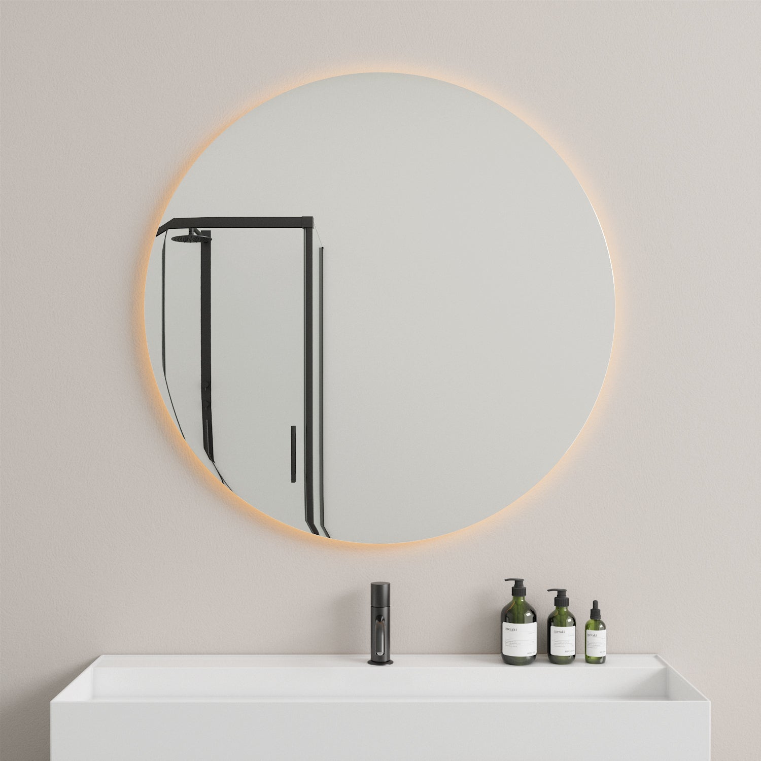 Round Mirror With LED-Lights (100cm)