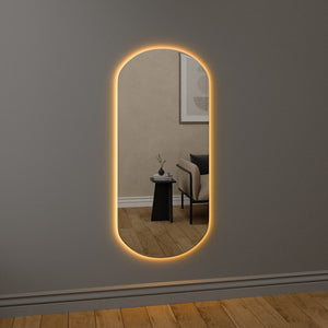 Rounded Rectangle Mirror with RGBW Lights