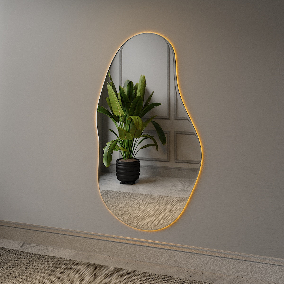 Sand Mirror with colour-changing backlighting