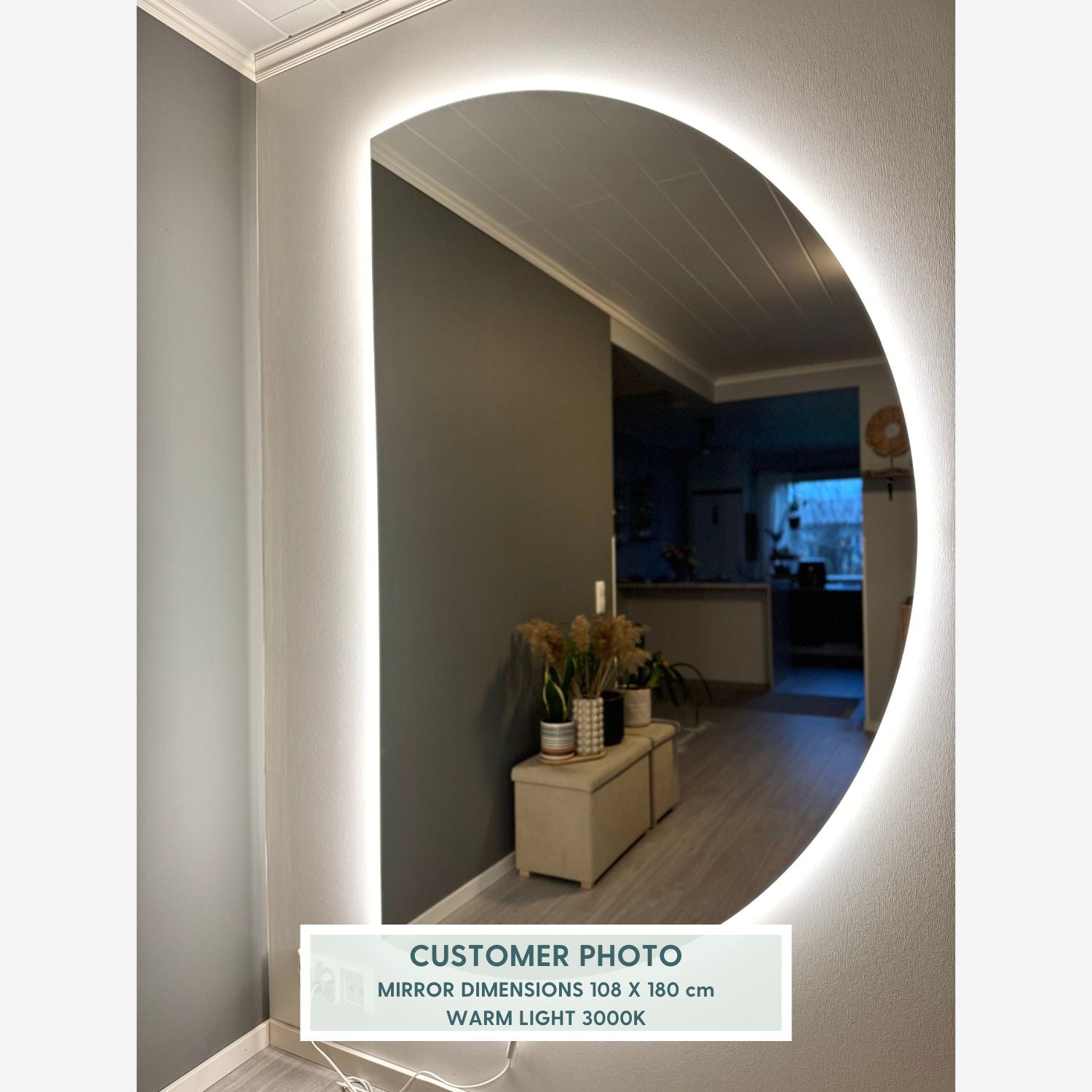 Half Moon Mirror with LED Lights (120x200cm)