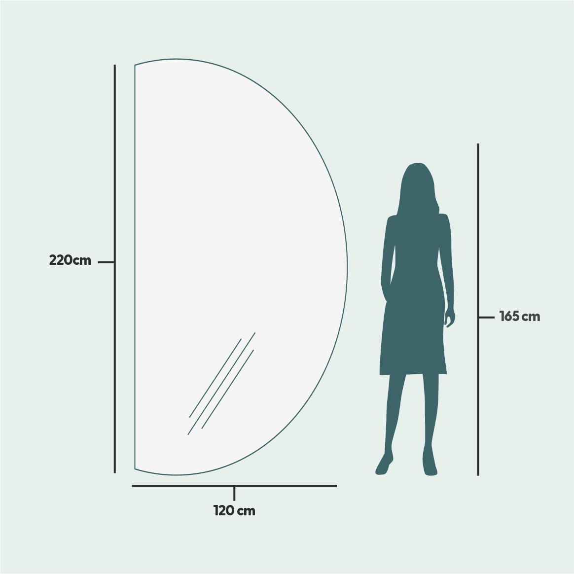 Extra-Large Half Moon Mirror (120x220cm)