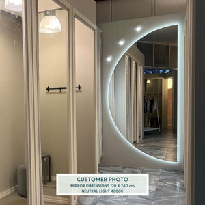 Half Moon Mirror with LED Lights (108x180cm)