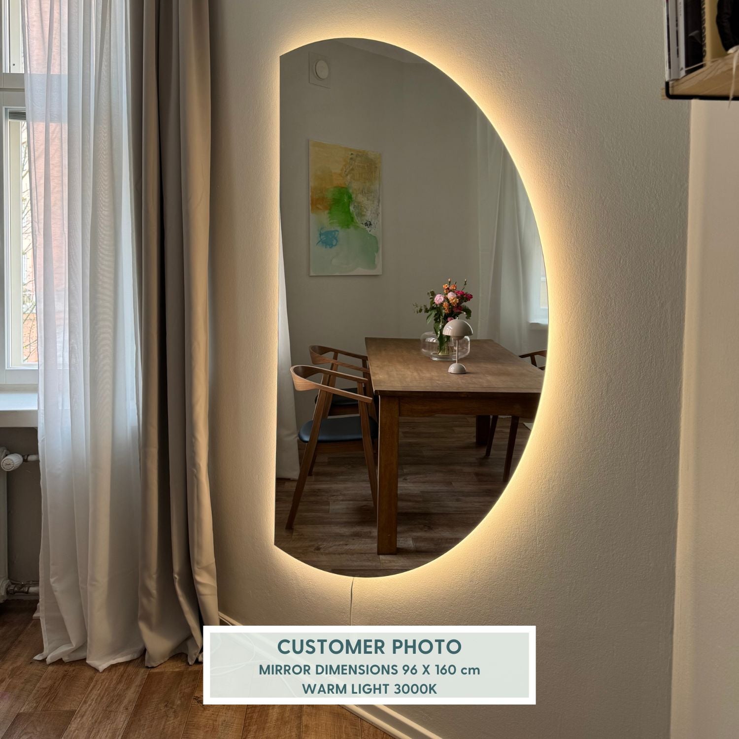 Half Moon Mirror with LED Lights (84x140cm)