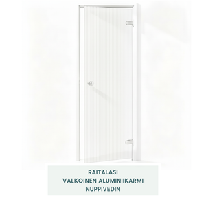 Usva – kylpyhuoneen ja höyrysaunan lasiovi alumiinikarmilla