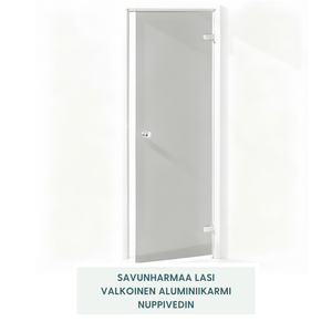 Usva – kylpyhuoneen ja höyrysaunan lasiovi alumiinikarmilla