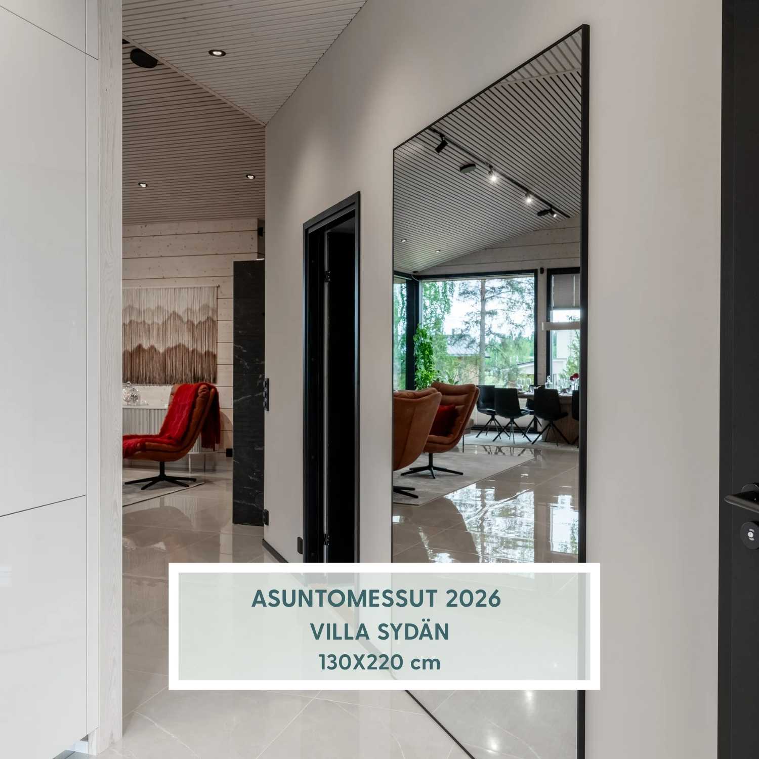 Slimline - Extra Large Full Length Mirror With Black Frame (130x220 cm)