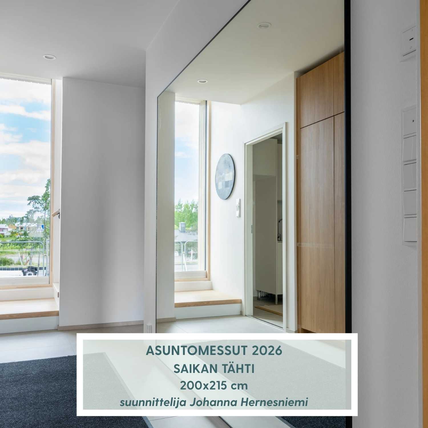 Giant Slimline Mirror with Black Frame (200x215 cm)